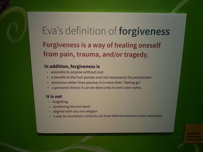 Eva Kor on forgiveness. The museum, which she started on a shoestring with a focus on Mengele's infamous twins experiments, has gained considerable community support over the years, survived an arson fire that destroyed it, and been rebuilt better than ever. (Amy)